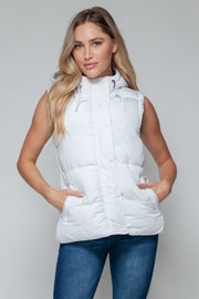 Snobbish Snap and Zip Closure Hooded Vest - Fashionmj