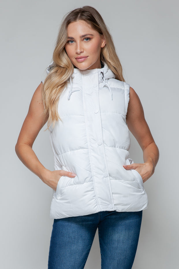 Snobbish Snap and Zip Closure Hooded Vest - Fashionmj