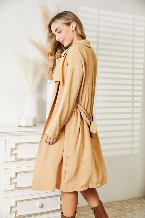 Culture Code Full Size Tied Trench Coat with Pockets - Fashionmj