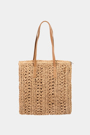 Fame Straw Braided Tote Bag - Fashionmj