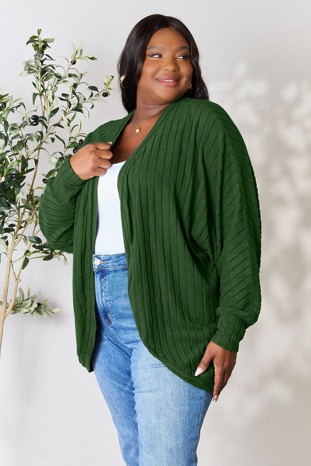 Basic Bae Full Size Ribbed Cocoon Cardigan - Fashionmj