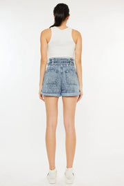 Kancan Ultra High Rise Paperbag Denim Shorts - Fashionmj