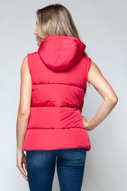 Snobbish Snap and Zip Closure Hooded Vest - Fashionmj