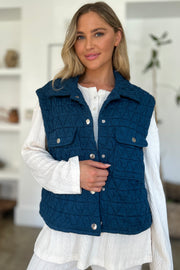 Double Take Full Size Pocketed Texture Snap Down Vest Coat - Fashionmj