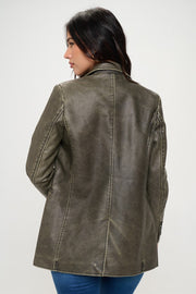 Coalition LA Single-Breasted Vegan Leather Blazer - Fashionmj