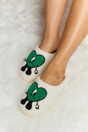 Melody Love Heart Print Plush Slippers - Fashionmj