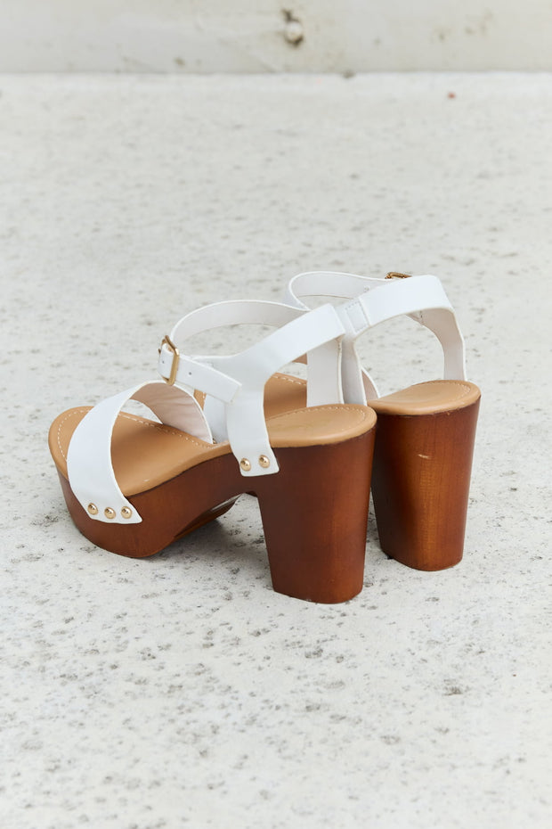 DDK Time After Time Wooden Platform Strap Heels - Fashionmj