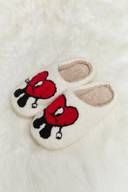 Melody Love Heart Print Plush Slippers - Fashionmj