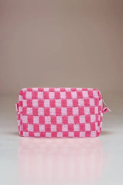 Zenana Checkered Pattern Knitted Cosmetic Pouch Trendsi