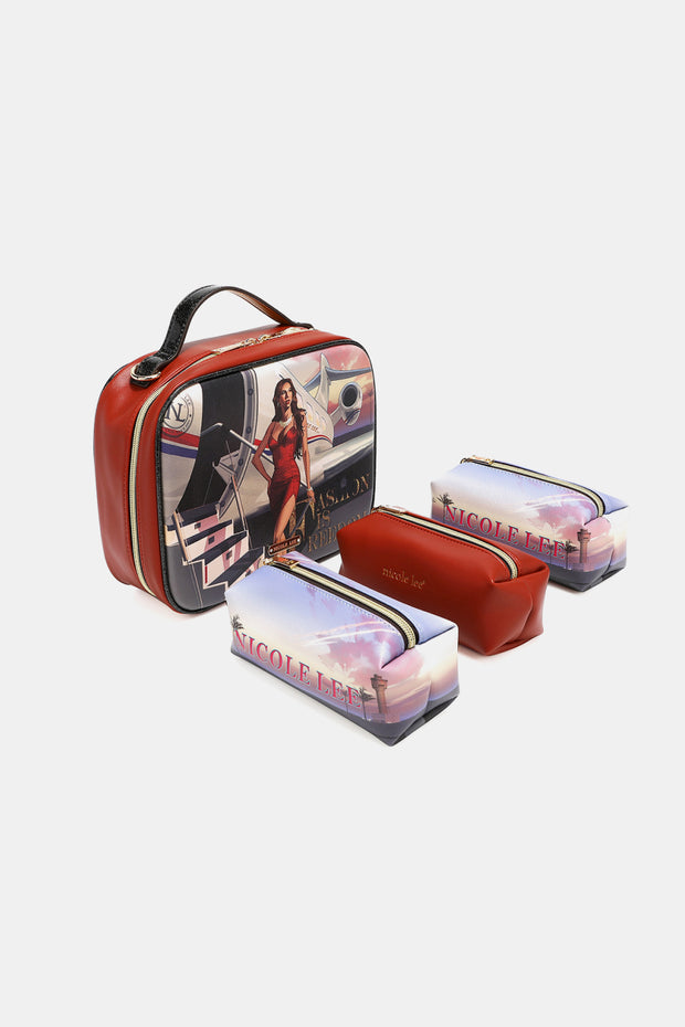 Nicole Lee USA Printed Handbag with Three Pouches - Fashionmj