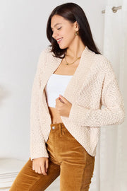 Double Take Open Front Long Sleeve Cardigan - Fashionmj