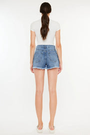 Kancan Distressed Raw Hem High Waist Denim Shorts - Fashionmj