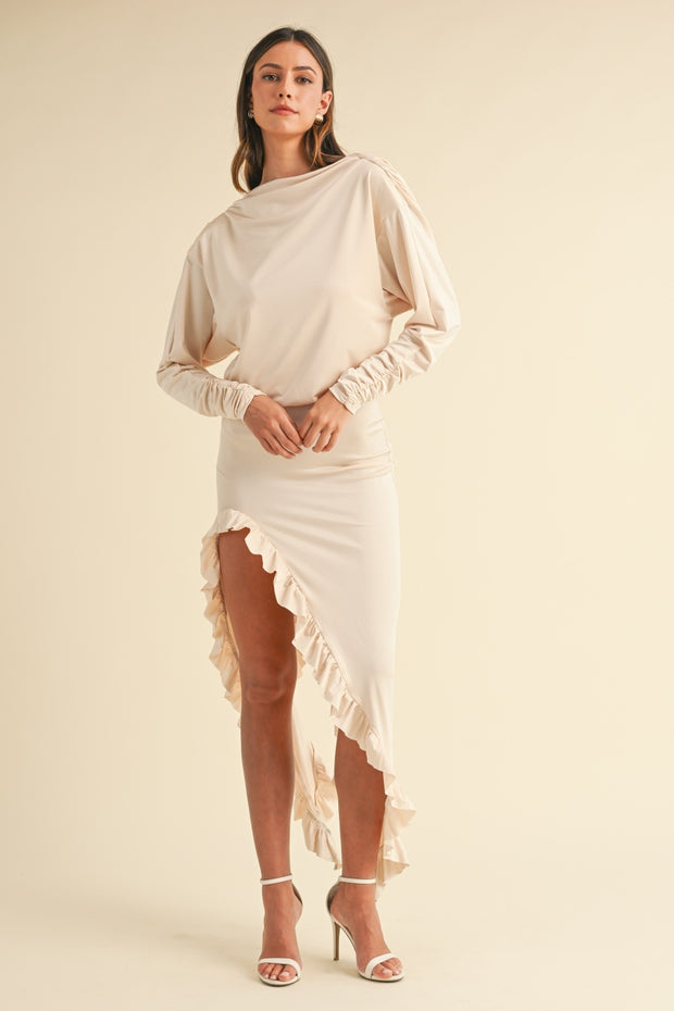 Mable Backless Asymmetric Ruffle Hem Dress - Fashionmj