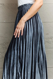 Ninexis Accordion Pleated Flowy Midi Skirt - Fashionmj