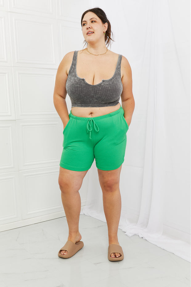 Blumin Apparel Too Good Full Size Ribbed Shorts in Green - Fashionmj