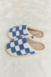 Melody Checkered Print Plush Slide Slippers - Fashionmj