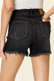 Judy Blue Full Size Tummy Control Fray Hem Shorts - Fashionmj