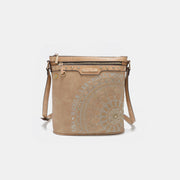 Nicole Lee USA Metallic Stitching Embroidery Inlaid Rhinestone Crossbody Bag - Fashionmj